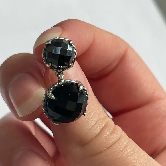 David Yurman Black Onyx Chatelaine Drop Earrings - Picture 11 of 11